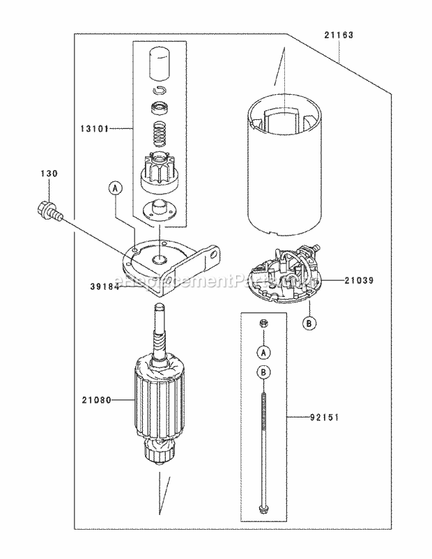 Fh721v As26 Starter Diagram and Parts List for M60-KW 53BB5D8X750-25HP-OHV Cub Cadet Lawn Tractor